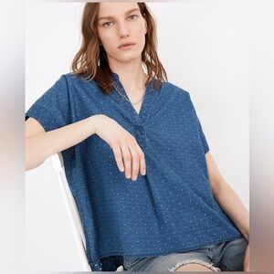 Madewell Indigo Lakeline Popover Shirt in Rainbow Heart